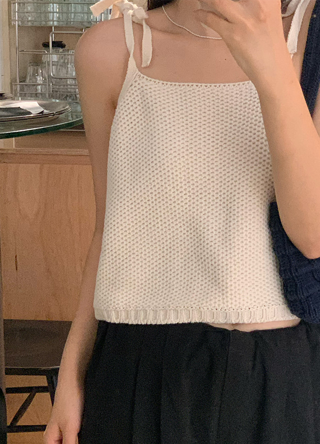 Linen cotton knit sleeveless (4color)