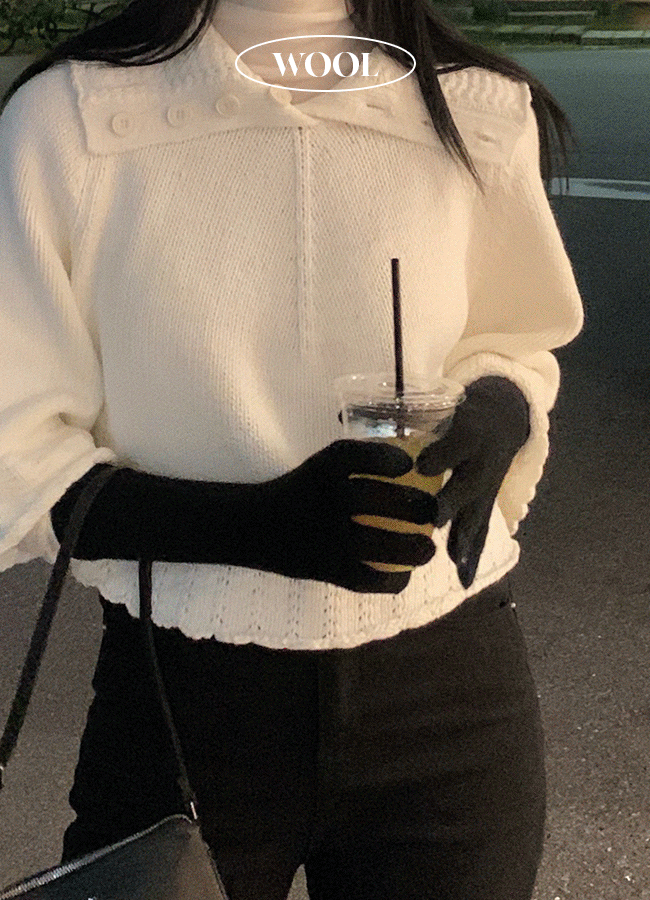 [WOOL/터치가능] Label long glove 3color
