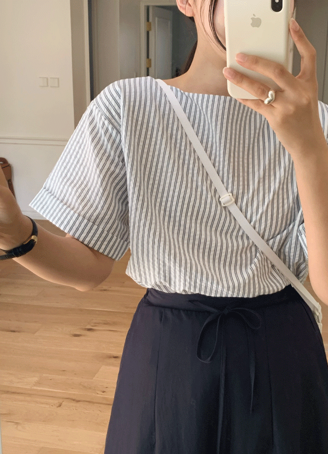 [시어서커] boat neck summer blouse