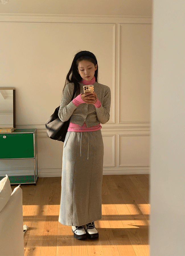 [안감기모] Sweat slit skirts (4color)