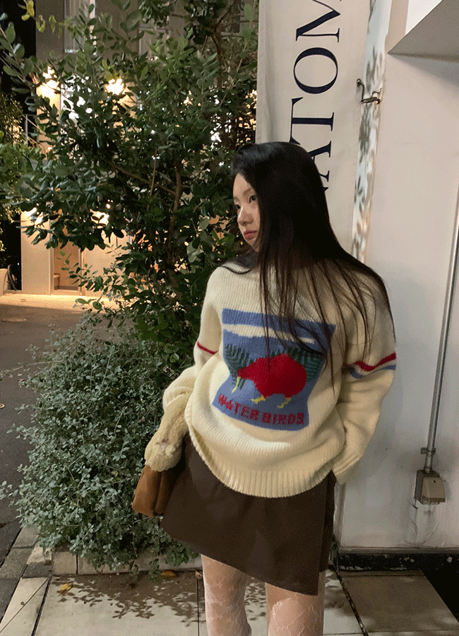 [Wool 100%] Bird sweater (1color)